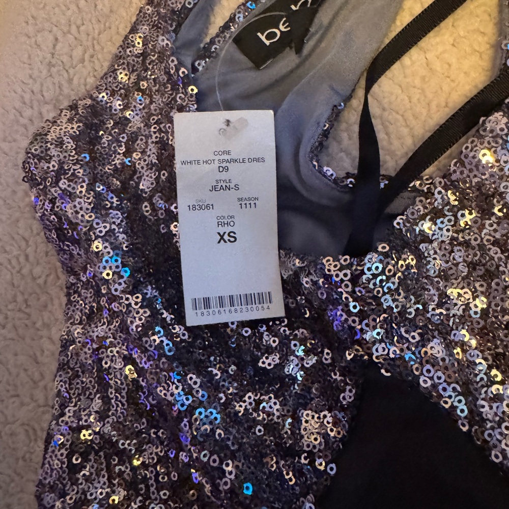 Bebe Glittering Silver Mini Dress - Picture 4 of 8